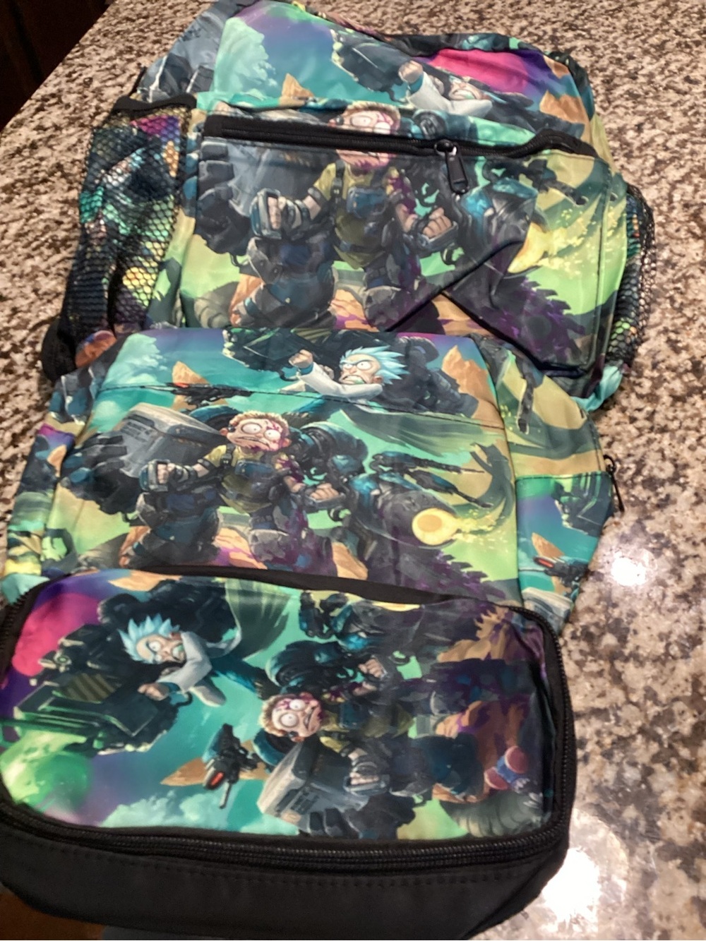 Kids Cartoon Adventure Backpack - Green Multi Print